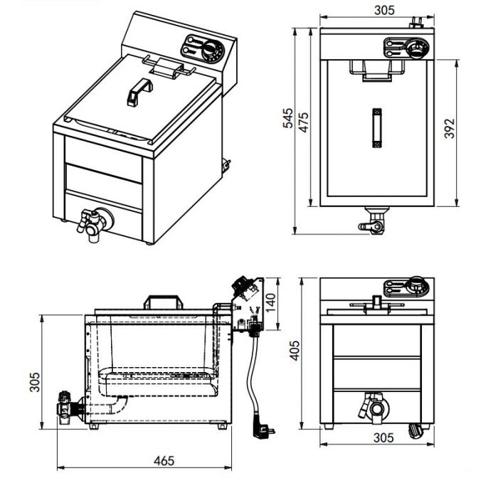 ELECTRIC COUNTER FRYER 1X8L 3KW SKU 7518.0200 All Stop Trading