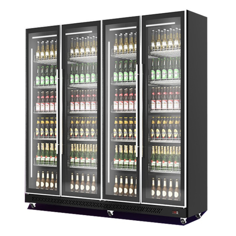 REFRIGERATOR 4 GLASS DOORS BLACK *TRANSPORT ON REQUEST* SKU 7526.0020 All Stop Trading