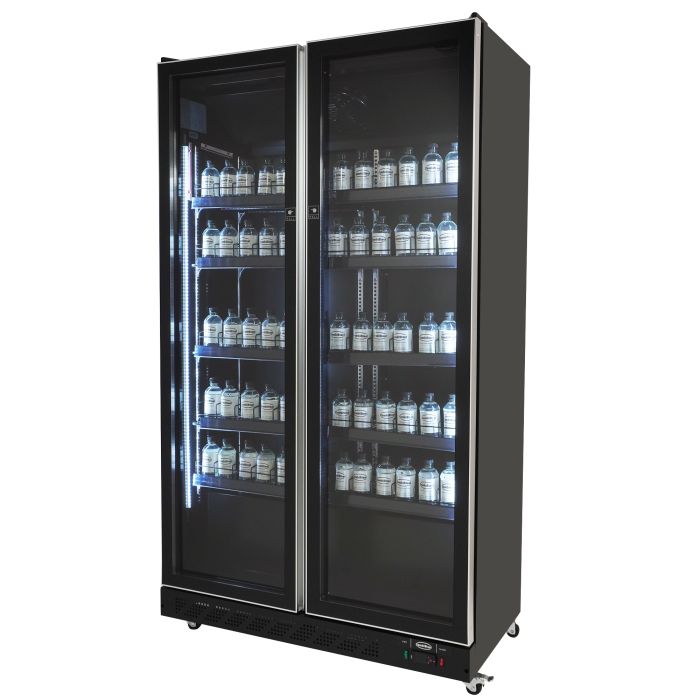 Refrigerator 2 Glass Doors Black