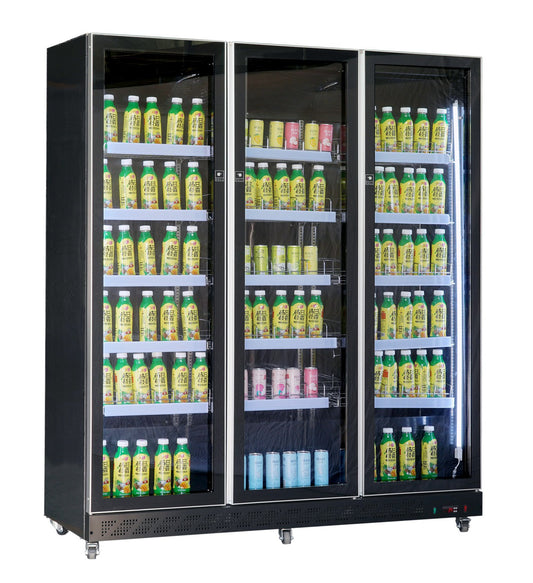 refrigerator-3-glass-doors-black