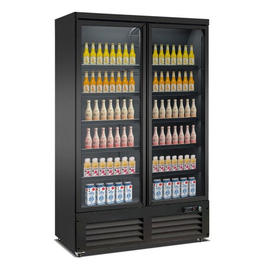 REFRIGERATOR 2 GLASS DOORS BLACK CEB-1200R BL - SKU 7526.0105  All Stop Trading