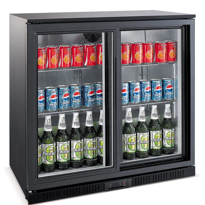 BACKBAR COOLER BLACK 2 SLIDING DOORS - SKU 7527.0020  All Stop Trading