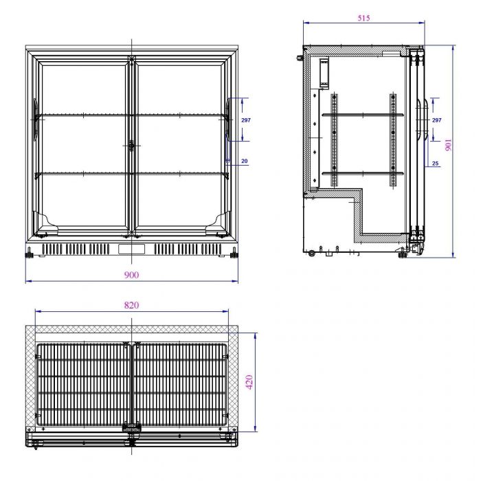 BACKBAR COOLER BLACK 2 SLIDING DOORS - SKU 7527.0020  All Stop Trading
