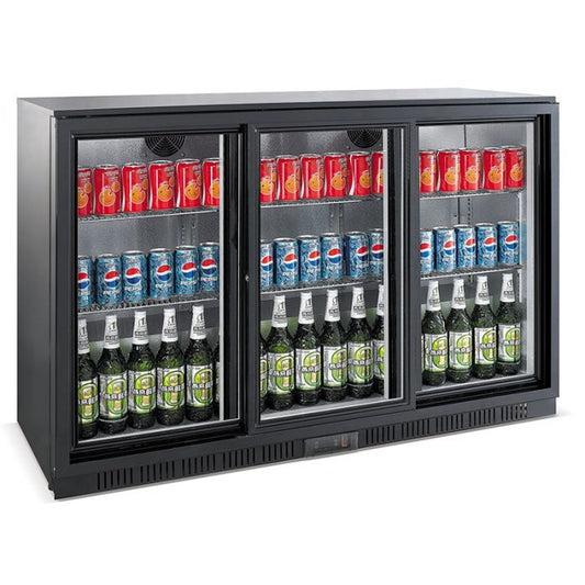 BACKBAR COOLER BLACK 3 SLIDING DOORS - SKU 7527.0025  All Stop Trading