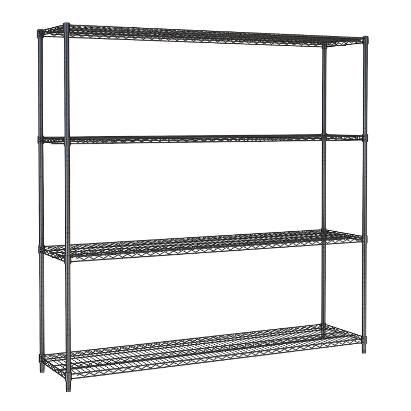 SHELF UNITS 4 LEVELS 1800 BLACK FLAT PACKED SKU 7530.0040 All Stop Trading