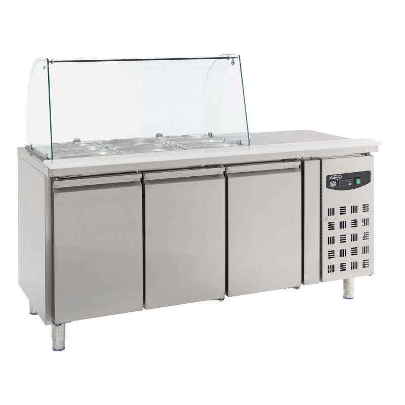 REFRIGERATED COUNTER WITH GLASS COVER 3 DOORS SKU 7950.0415 All Stop Trading