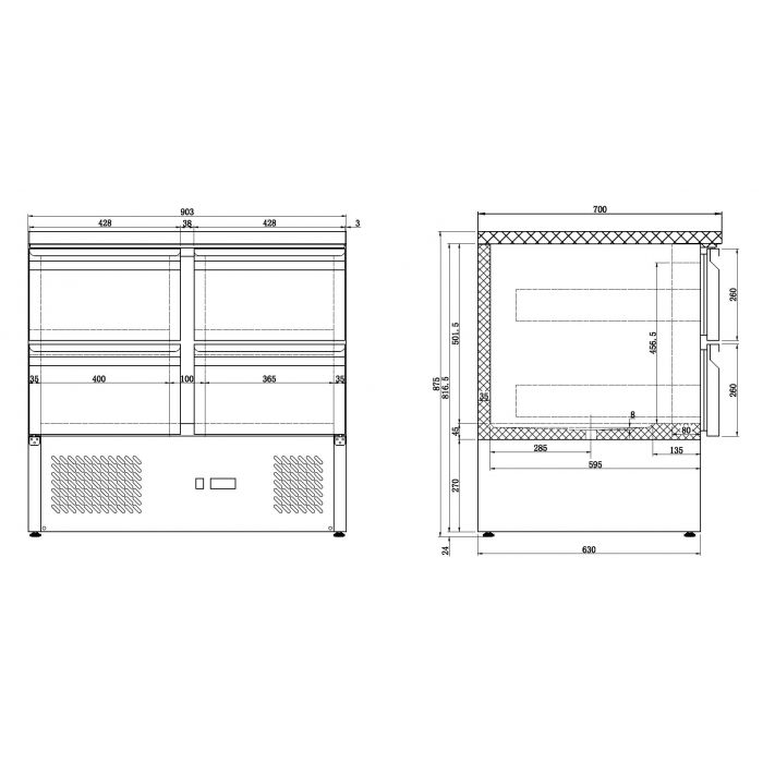 REFRIGERATED COUNTER 4 DRAWERS SKU 7950.0110