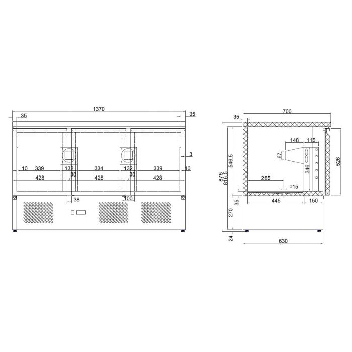 REFRIGERATED COUNTER 3 DOORS SKU 7950.0112 All Stop Trading