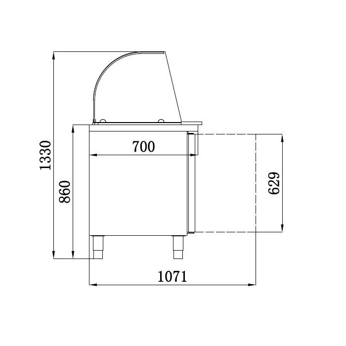REFRIGERATED COUNTER WITH GLASS COVER 3 DOORS SKU 7950.0415 All Stop Trading