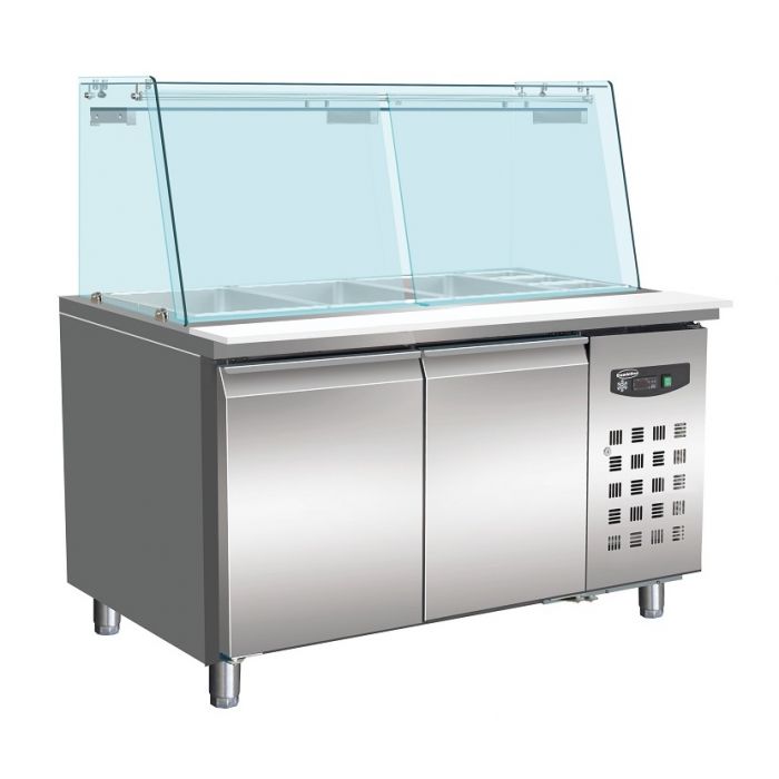 REFRIGERATED BAKERY COUNTER WITH GLASS COVER 2 DOORS 4x 1/1 GN CONTAINER - SKU 7950.0420  All Stop Trading