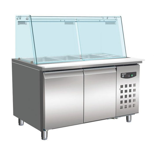 REFRIGERATED BAKERY COUNTER WITH GLASS COVER 2 DOORS 4x 1/1 GN CONTAINER - SKU 7950.0420  All Stop Trading