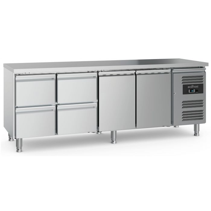 Combisteel - Ecofrost - 700 Refrigerated Counter 2 Doors and 4 Drawers with adjustable feet - SKU 7950.5180 All Stop Trading