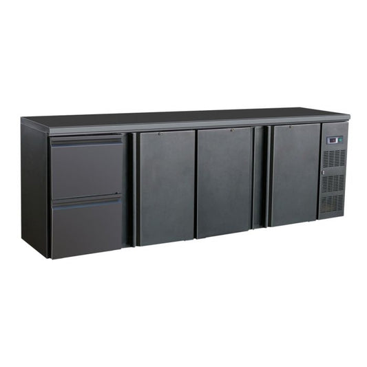 Combisteel Barcooler Black 3 Door and 2 Drawers - SKU 7450.0326  All Stop Trading