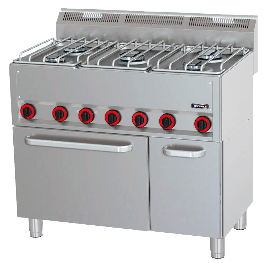 Gas cooker 5 burners with electric ventilated oven GN 1/1 P 99 - C6FOG5FFEVP99