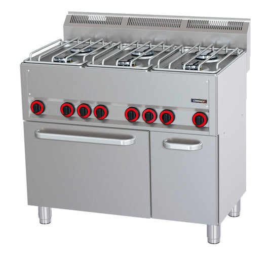 Gas cooker 6 burners with electric ventilated oven GN 1/1 P 99 - C6FOG6FFEVP99