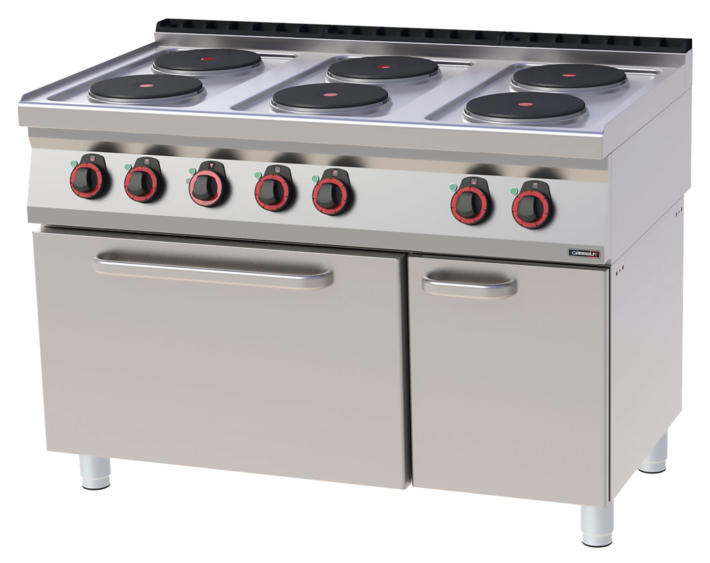 Electric 6 burners cooker with ventilated electric oven GN 1/1 120 - C7FOE6FFV120
