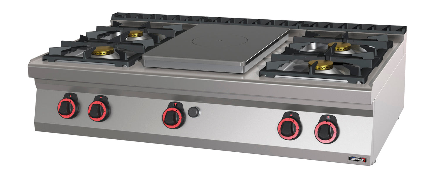Gas table-top cooker 4 burners + 1 solid top 120 - C7FOG4F1P120