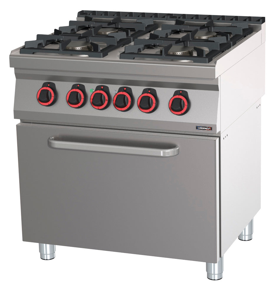 Gas cooker 4 burners with static electric oven GN 2/1 80 - C7FOG4FFS80