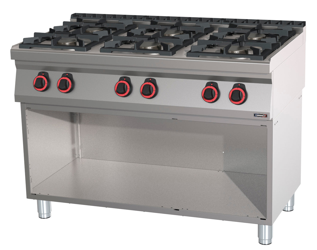 Gas cooker 6 burners with open cabinet 120 - C7FOG6F120S