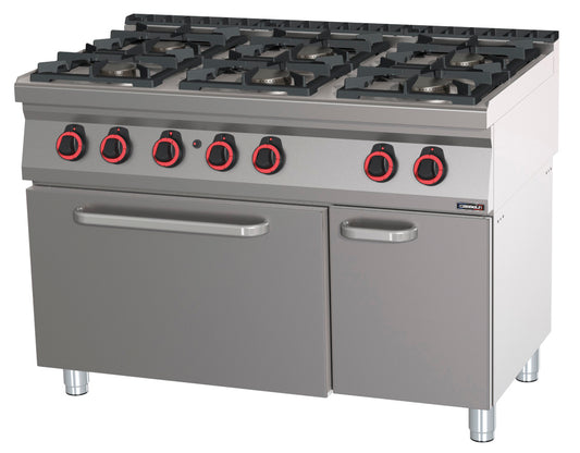 Gas cooker 6 burners with gas oven GN 2/1 120 - C7FOG6FFG120