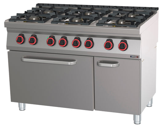 Gas cooker 6 burners with static electric oven GN 2/1 HP 120 - C7FOG6FFSHP120