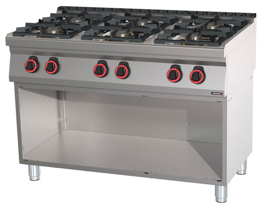 Gas cooker 6 burners with open cabinet HP 120 - C7FOG6FHP120S