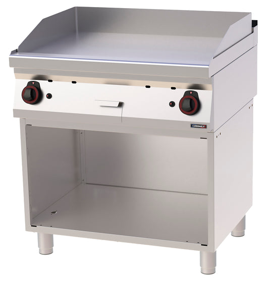 Gas griddle plate Smooth Chrome with open cabinet 80 - C7PASCLG80S