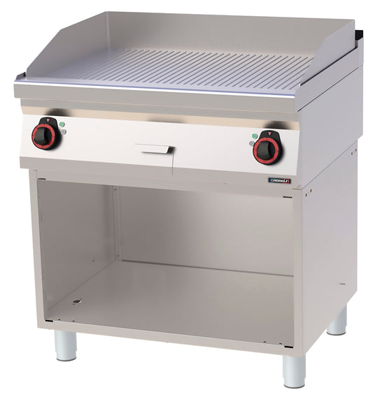 Griddle plate Grooved Chrome with open cabinet 80 - C7PASCR80S