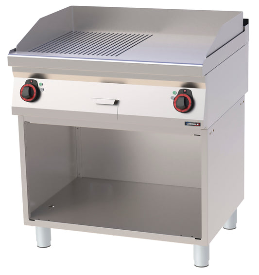 Griddle plate Grooved Smooth Chrome with open cabinet 80 - C7PASCRL80S