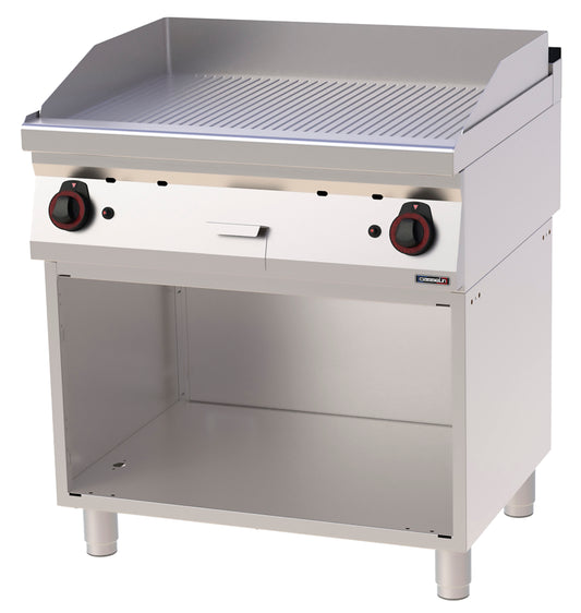 Gas griddle plate Grooved Cast iron with open cabinet 80 - C7PASFRG80S