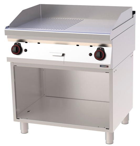 Gas griddle plate Grooved Smooth Cast iron with open cabinet 80 - C7PASFRLG80S