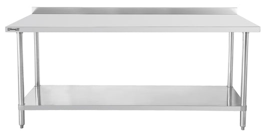 Workbench stainless steel 700 with backsplash and shelf 600 mm - C7TTDE60
