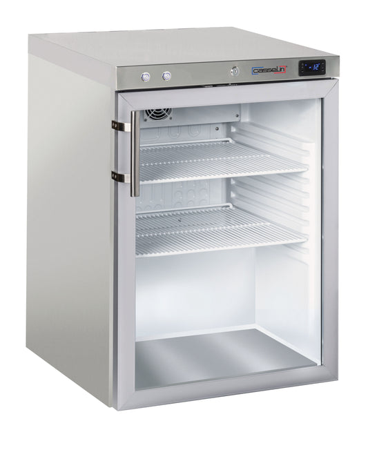 Upright glass door freezer 140 L Steel - CANV140L
