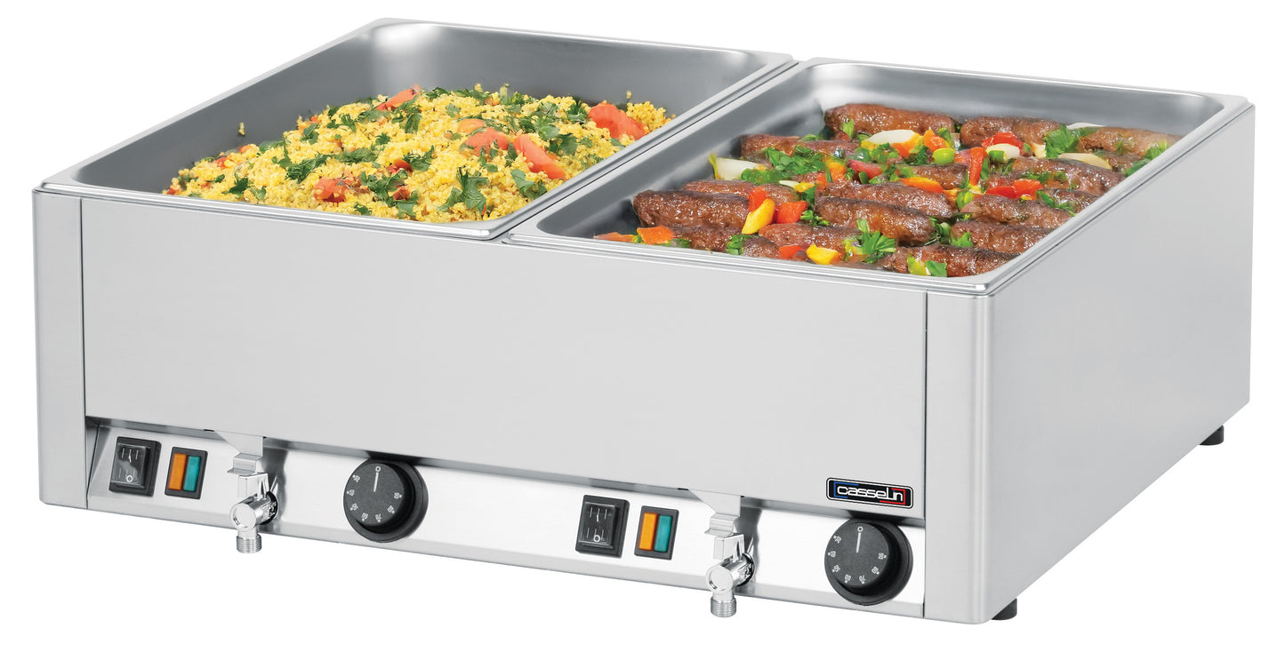 Double bain-marie GN 1/1 with 2 drain taps - CBMDV