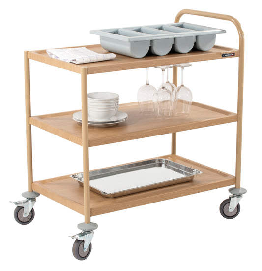 Serving cart in wood effect 3 trays 1 hoop - CCSB3P1
