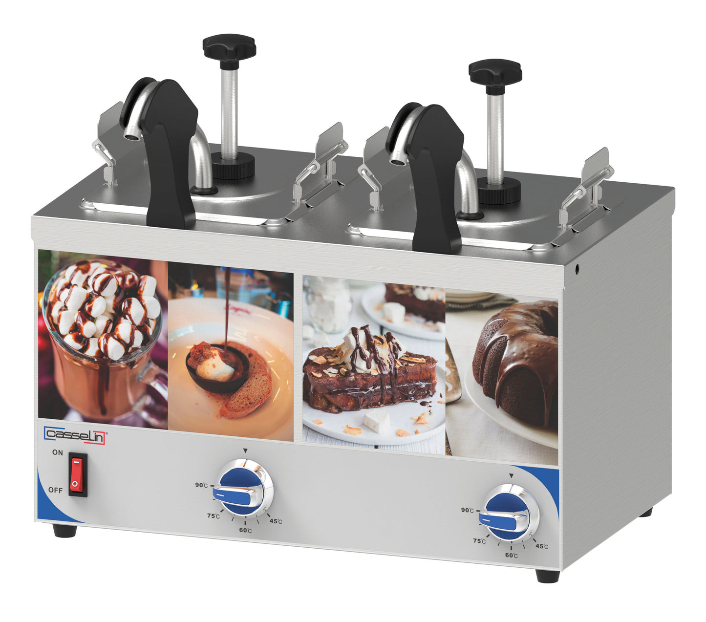 Sauce dispenser with pump and heated nozzle double - CDSPBC2