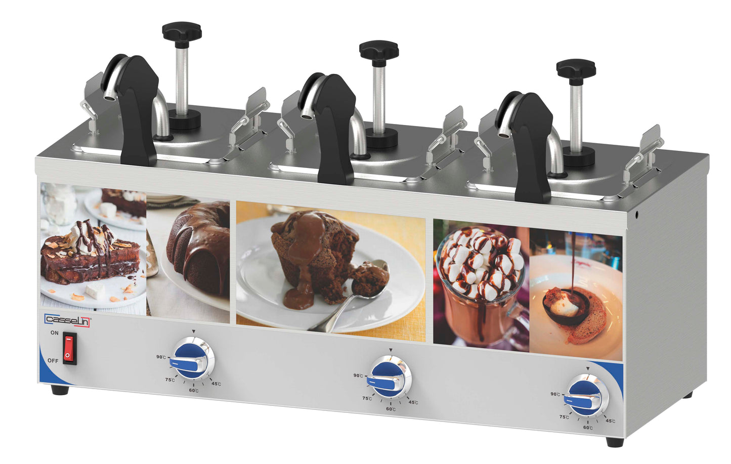 Sauce dispenser with pump and heated nozzle triple - CDSPBC3