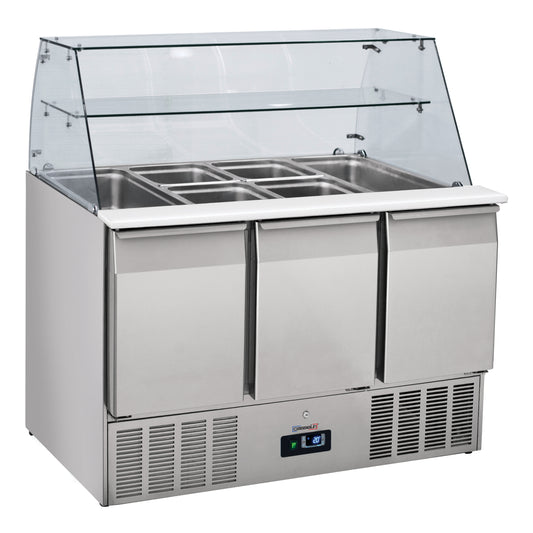 Saladette with glass door 3 display GN 1/1 - CSAV3P
