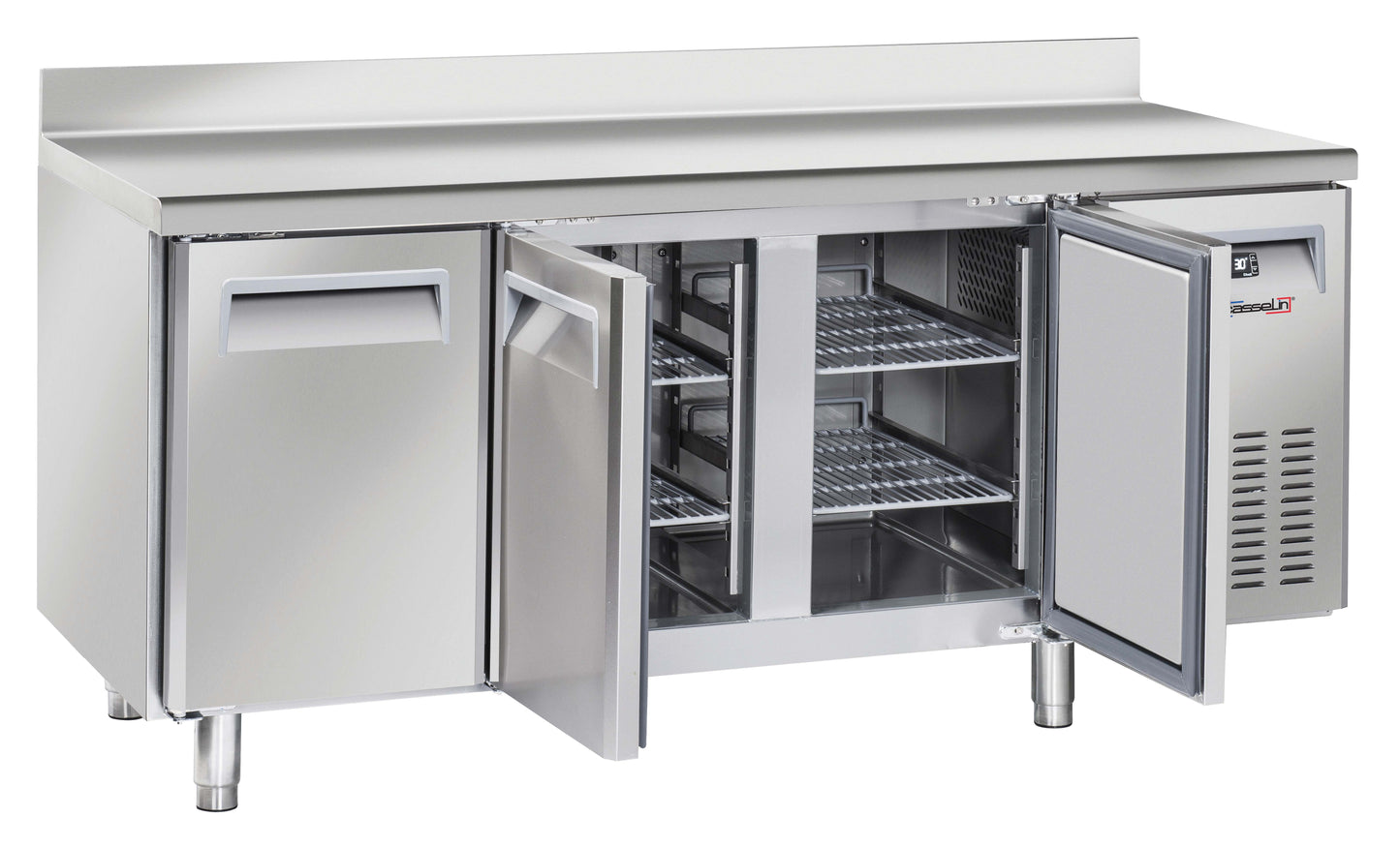 Negative refrigerated counter with backsplash 3 doors - CTARND3P