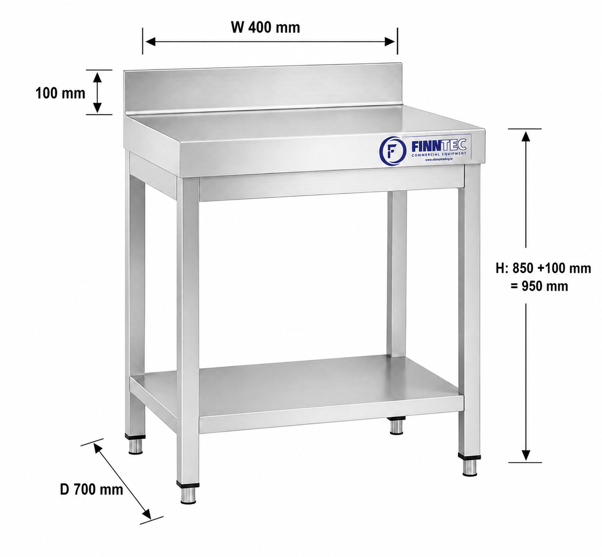 Stainless Steel Work Table 400 x 700 mm with Upstand