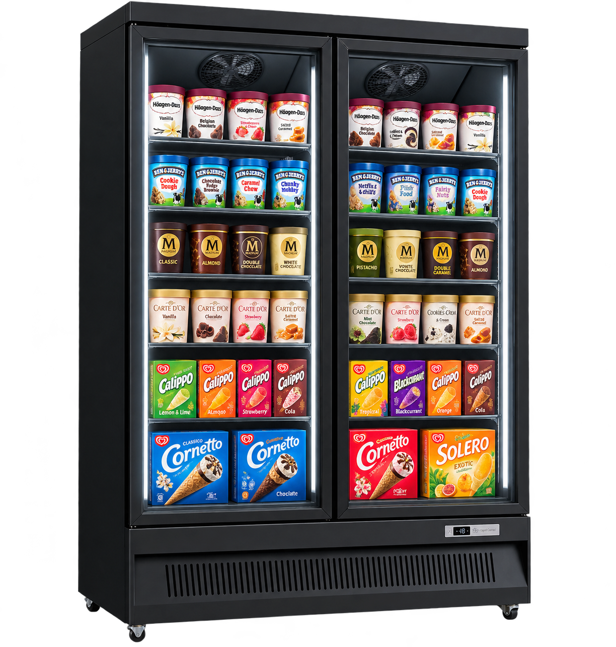 Double Glass Door Upright Display Freezer SKU AHE1253F