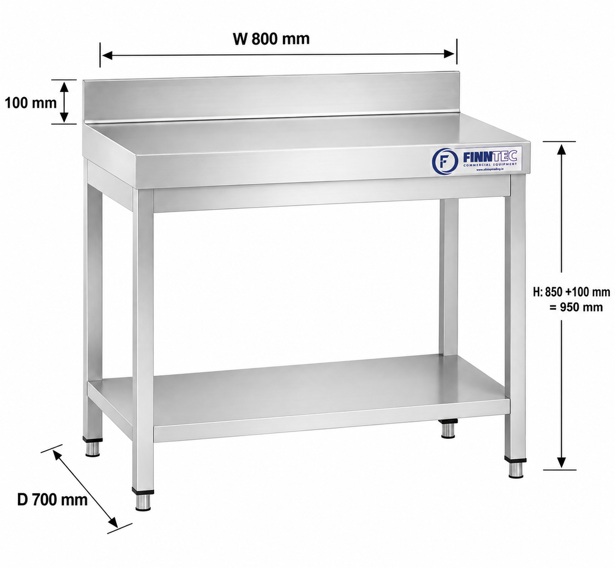 Stainless Steel Work Table 800 x 700 mm with Upstand