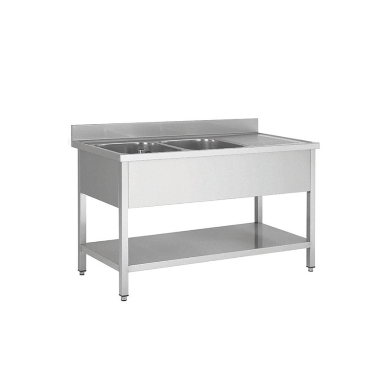 Finntec Sink stainless steel, two basins on the left, 160 x 70 - SKU THSTR167BL2 All Stop Trading