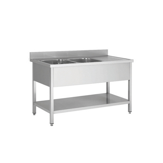 Finntec Sink stainless steel, two basins on the left, 160 x 70 - SKU THSTR167BL2 All Stop Trading
