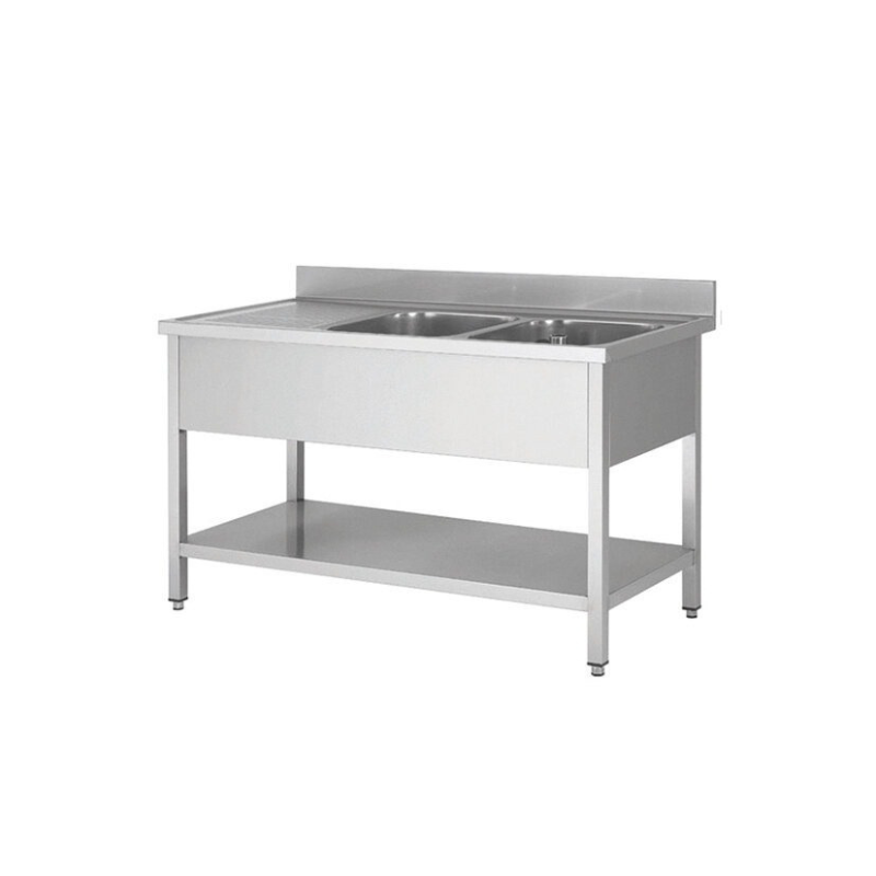 Finntec Sink stainless steel, two basins on the right, 160 x 70 - SKU THSTR167BR2 All Stop Trading