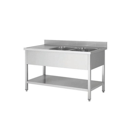 Finntec Sink stainless steel, two basins on the right, 160 x 70 - SKU THSTR167BR2 All Stop Trading