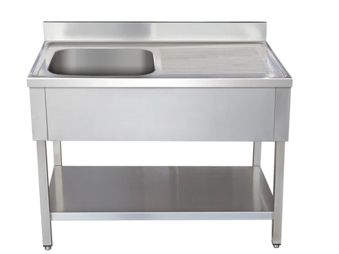 Finntec sink 1 basin left, stainless steel - 1000 x 700 x 850 - SKU THSTR107BL1 All Stop Trading