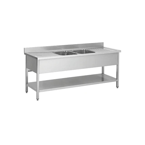 Finntec sink 2-centred, stainless steel - 2000 x 700 x 850 - SKU THSTR207BM2 All Stop Trading