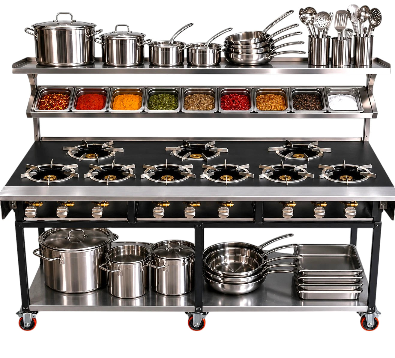 RCR-6×3 – 9 Burner Rotoquip Commercial Indian Range Cooker