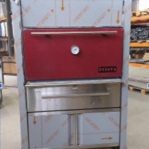 VESTA M45SD RED Vesta Charcoal  Oven M45 with Stand, Heating  Cabinet, Dry Spark  arrester, Cast iron  fire grate, Red door,  polished s/s